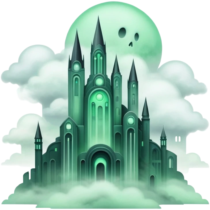 Ghostly Pastel Black Green White Spectral Gloomy Dusky Dull Foggy Dystopian Apocalyptic Aesthetic Scenery Deco emoji