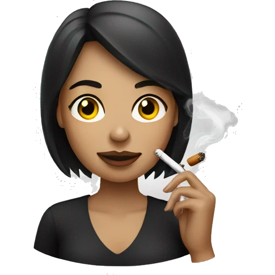 a girl with light skin and dark hair smoking a sigarette emoji