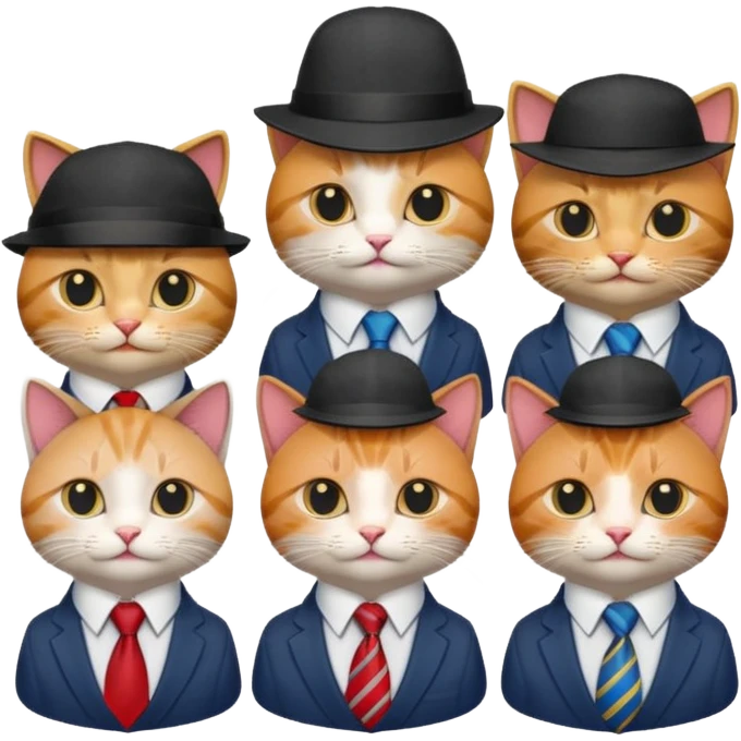 cat with ties and hats diffrents cats emoji