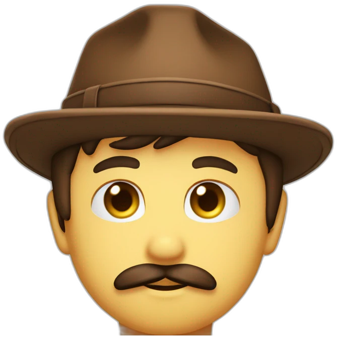 jeune homme brun moustachu casquette marron emoji