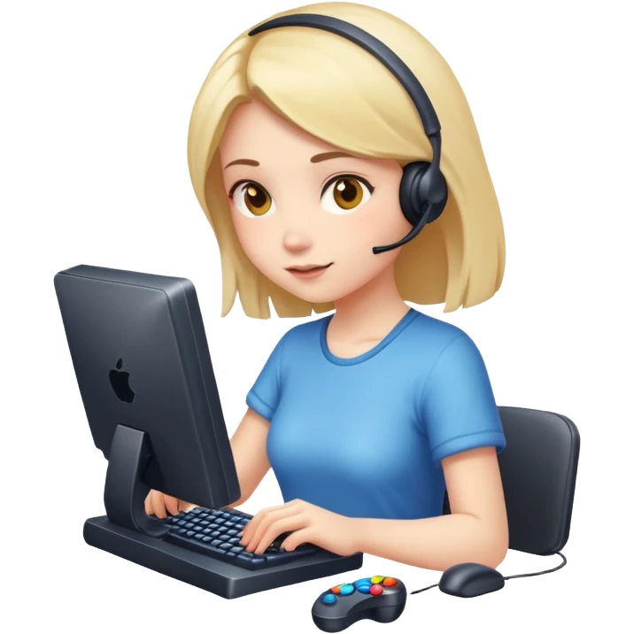 A girl is playing a computer game emoji