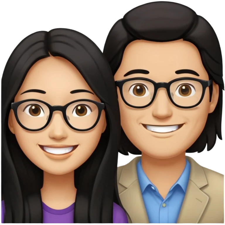 Show me an classy sexy Asian American woman without glasses who loves a cool tall white guy with brown  with glasses  emoji