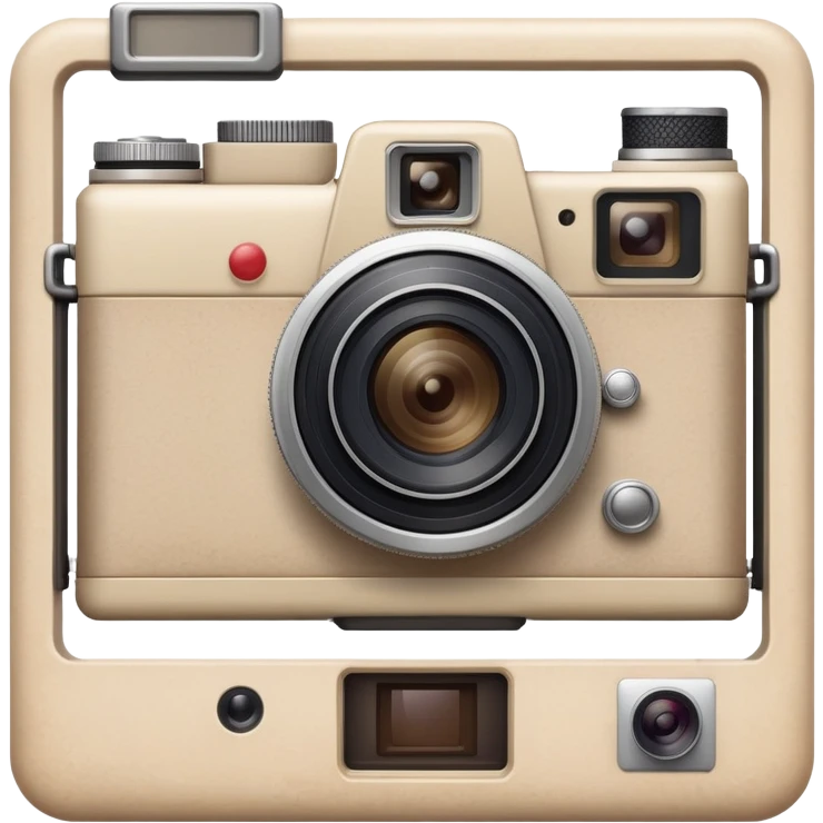 A beige camera and a printed photo frame next to it emoji