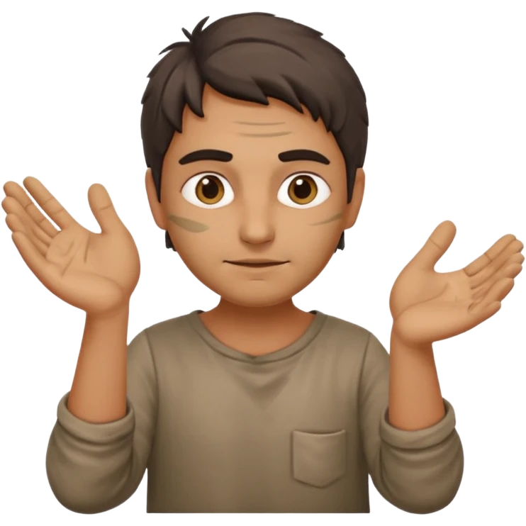 Emoji portrait of a Greek potter. Simple clothes, hands and face smudged with clay, focused expression. emoji