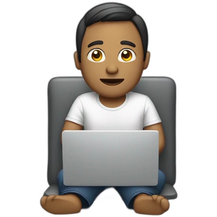 man sitting on computer emoji