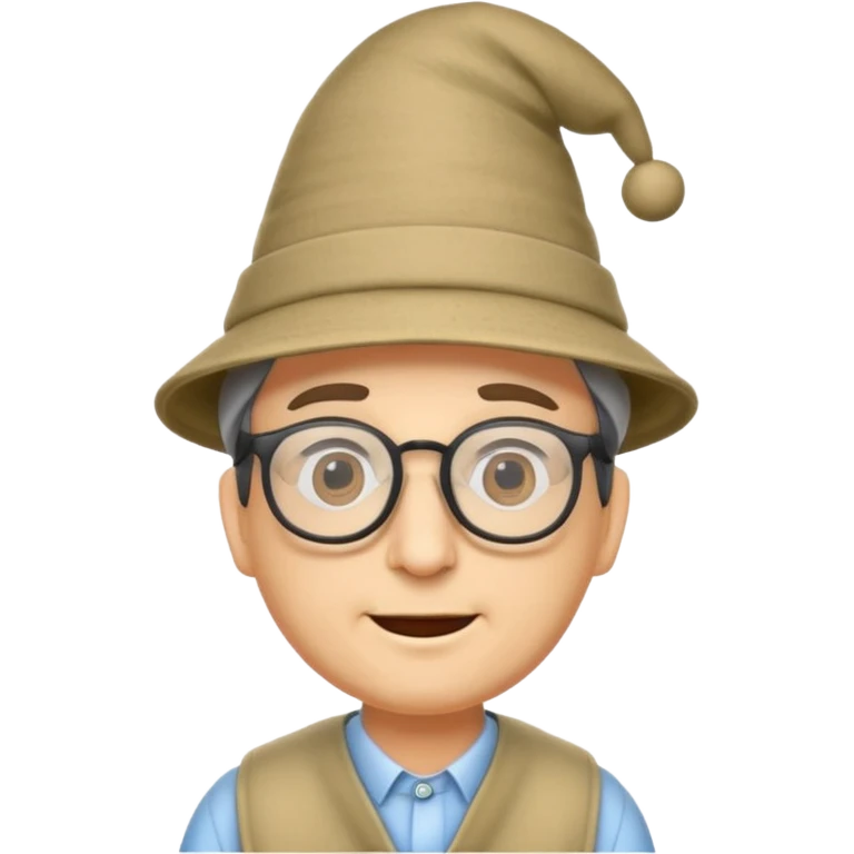 Man with glasses wearing a tall funny hat. emoji