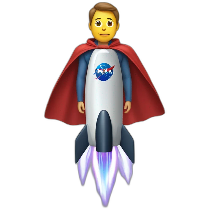 person on a rocket dressed in a cape emoji
