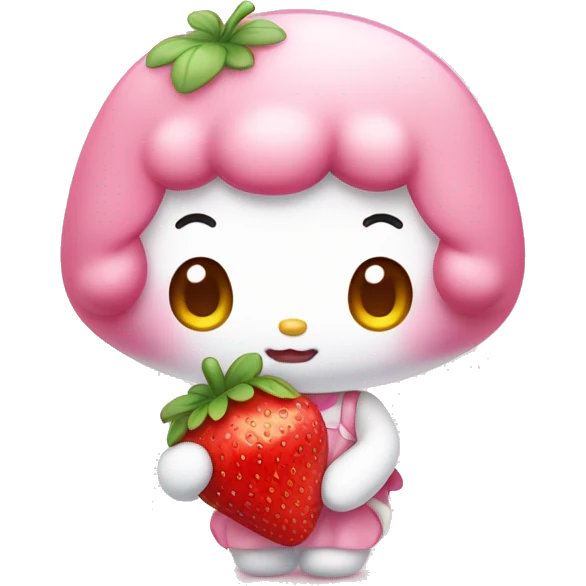 sanrio my melody holding a strawberry emoji