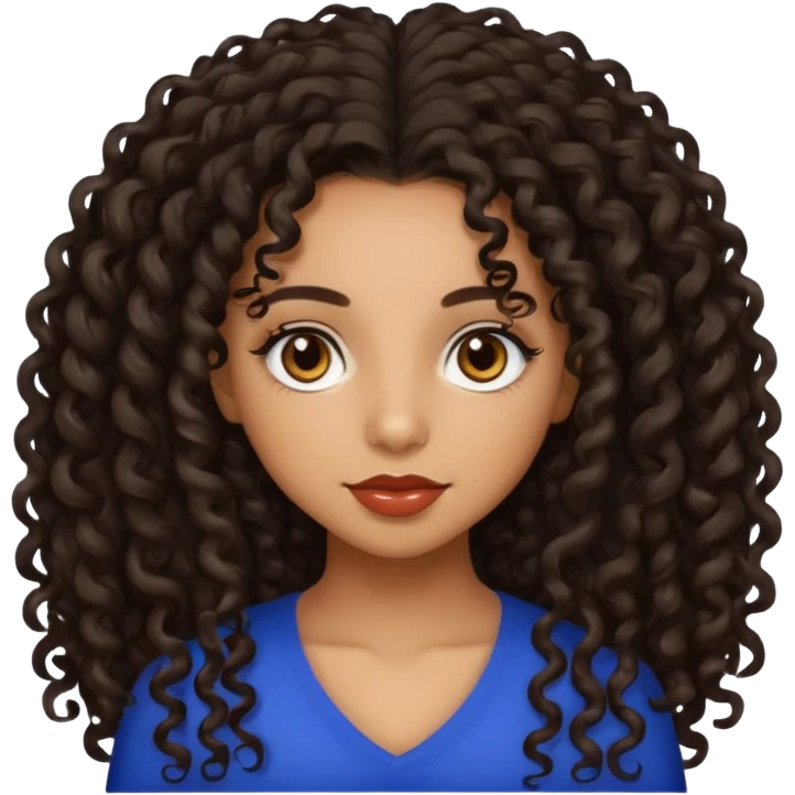 Beautiful Haitian and Puerto Rican girl with light brown skin and long black length very curly hair and beautiful hazel eyes emoji