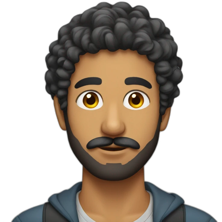 south asian man with a moustache, beard and short curly hair emoji