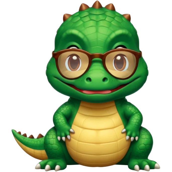 Cocodrilo bebé ,cafe,mirando hacia enfrente y con lentes de sol emoji