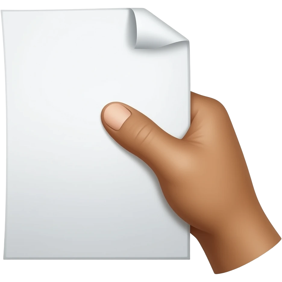 hand holding paper emoji