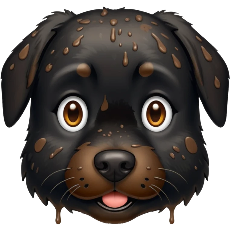 very muddy and dirty black dog face emoji