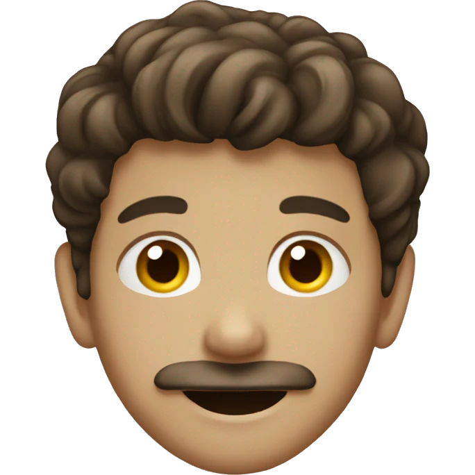 smiling young boy with brown hair and moustache emoji