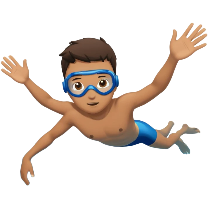 determined pool diver dives into a pool of confidence blue water underneath  emoji
