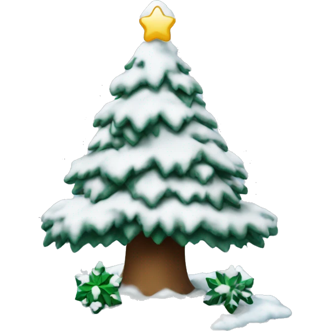 a snow-covered Christmas tree emoji