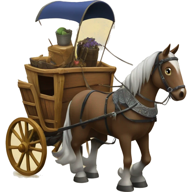 medival wodden horse carriage full of medival things emoji