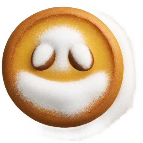Upside down smiley face with a bunch of sugar powder on its face emoji