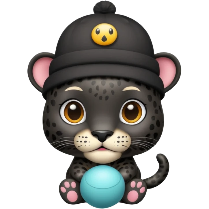 A black jaguar wearing a baby hat emoji