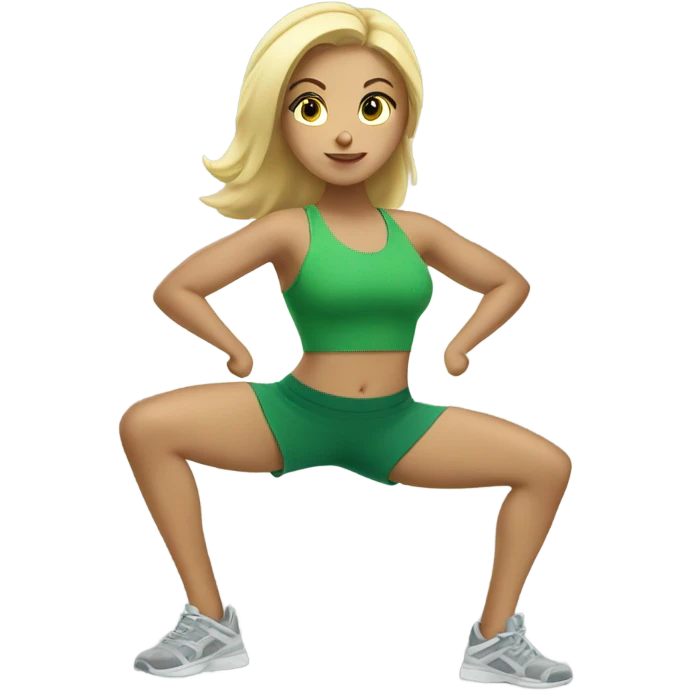 Blonde girl working out in green  emoji