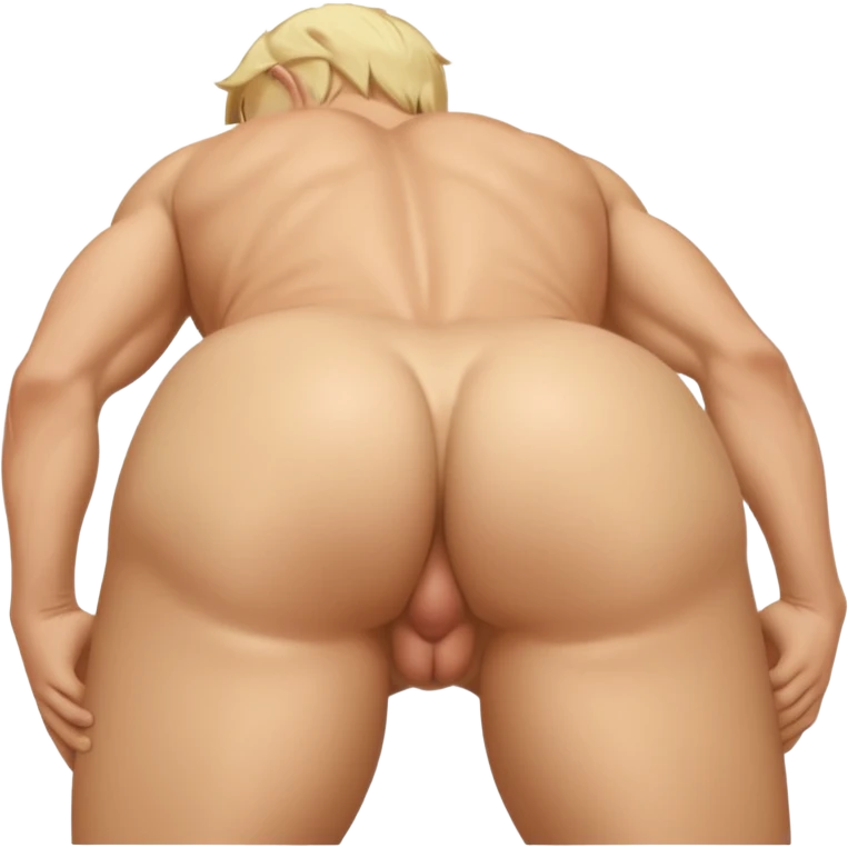 Blonde, white, Naked man, spreading butt cheeks, bent over, exposed ass hole, testicles, balls emoji