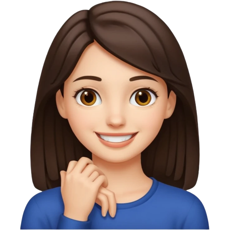 Brunette girl with hand on around neck emoji