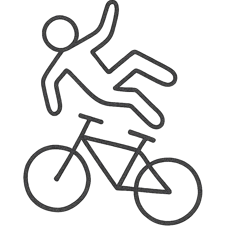 minimalistic all white person falling from a bicycle emoji