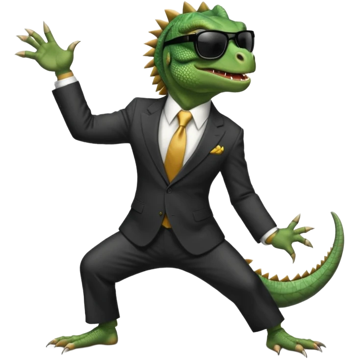 capitalist iguana banker godfather with black sunglasses breakdance no problem emoji