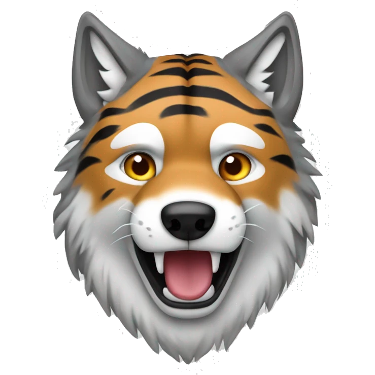 Wolf with a tiger stripes color white. emoji