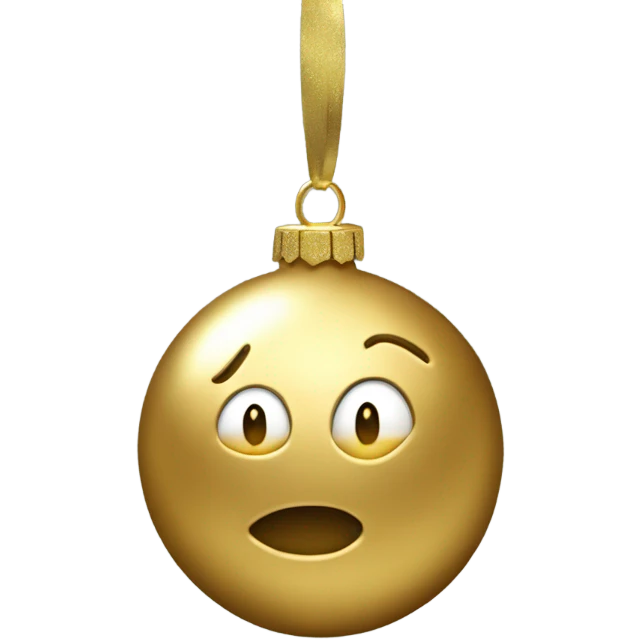 A metallic Christmas gold ornament emoji