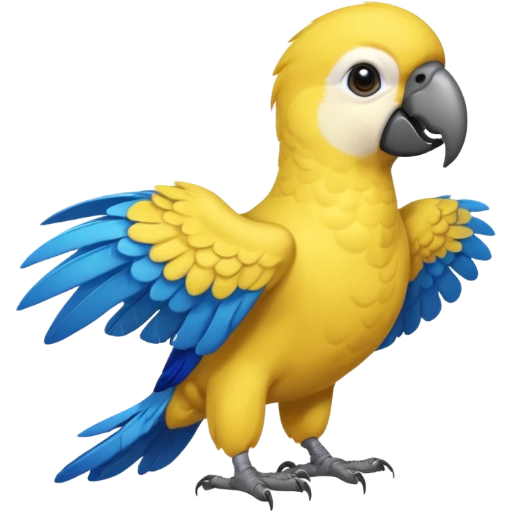 Pappagallo giallo e blu con il giallo sul petto le ali e la coda blu e la fronte poco poco verde emoji