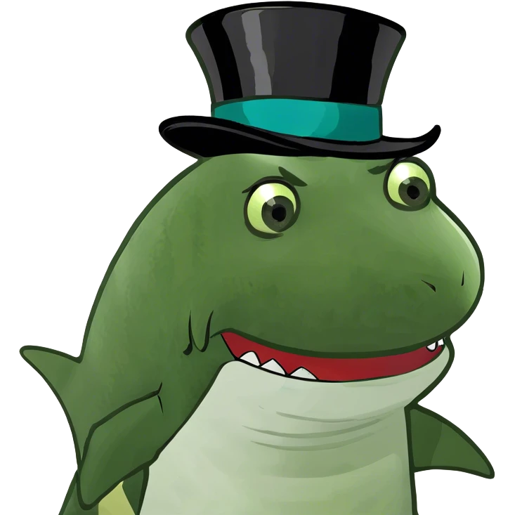 Shark with a top hat emoji