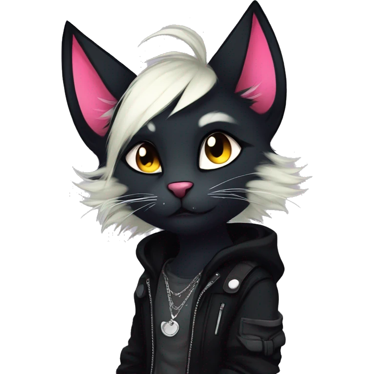 Edgy sharp anthro punk black cat furry by Falvie, LiLaiRa, griffsnuff, AngieWolf emoji