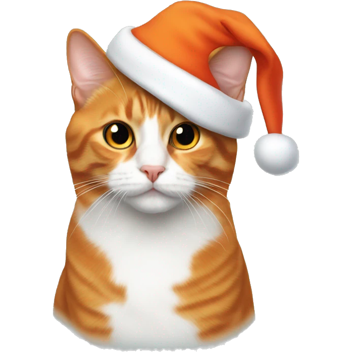 Orange and tuxedo cat with Santa hats  emoji