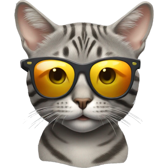 gray tabby cat with sun glasses emoji