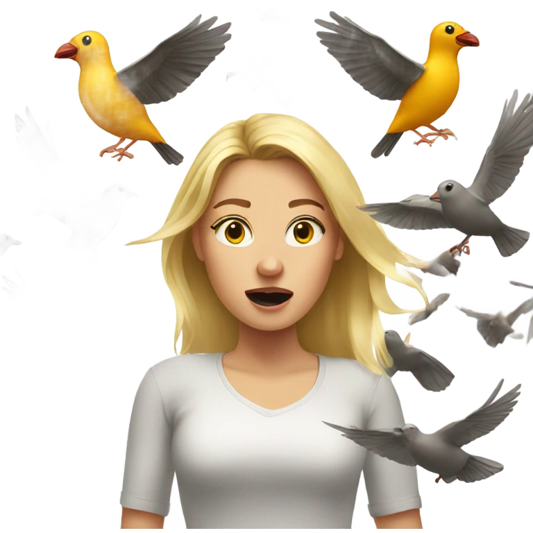 Blonde woman attacked by birds emoji