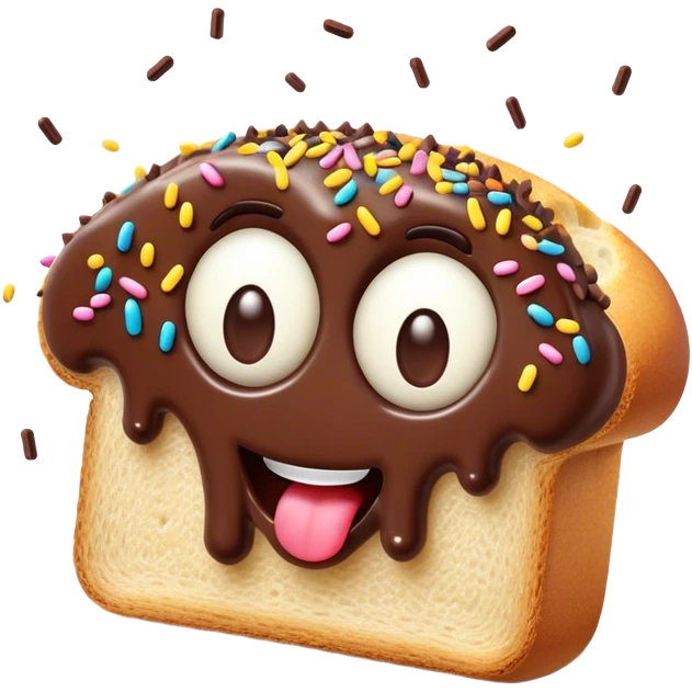 Cinematic Realistic Hagelslag Treat Emoji, depicted as crunchy chocolate sprinkles on buttered bread rendered with vivid textures and playful, inviting lighting. emoji