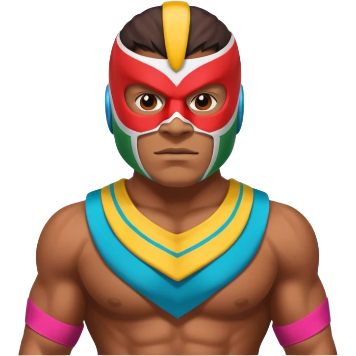 Mexican wrestler portrait, head and shoulders only, colorful luchador mask, muscular collar, confident expression, 3D cartoon, mobile game icon style, clean background, no text, no watermark
 emoji
