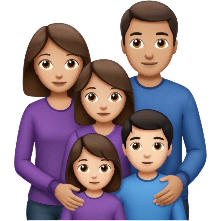 Family of four. a dad with brown hair mom with brown hair teen daughter with black hair and toddler boy with light brown hair emoji