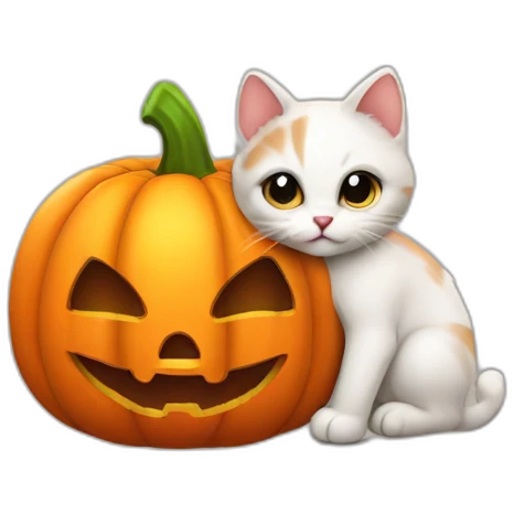Very cute kitten Halloween pumpkin emoji