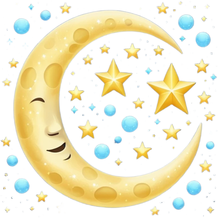 Glitter cian moon emoji