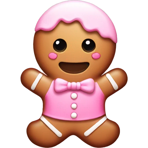 Cute pink gingerbread emoji