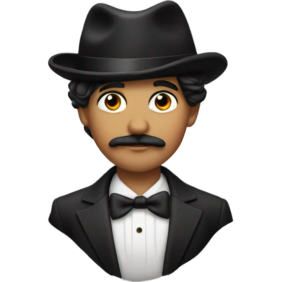 Gypsy boy with a Gabor hat, a tux, and a mustache emoji