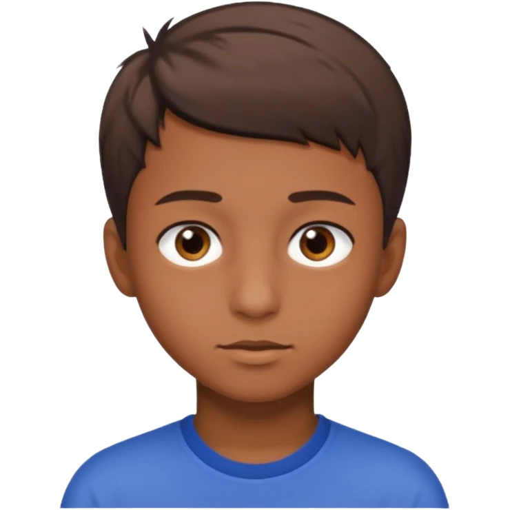 teenage boy with very short gradient hair, brown eyes and long emoji
