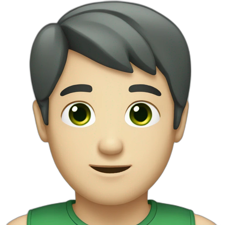 profile white male heart face black short hair with dark green eyes emoji
