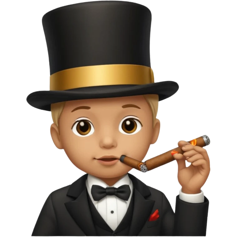 A baby smoking a cigar while wearing a top hat emoji