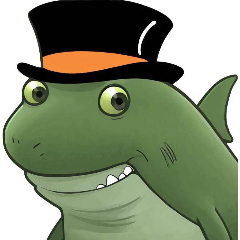 Shark with a top hat emoji