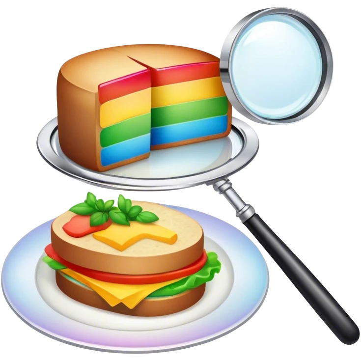a rainbow meal and magnifier emoji