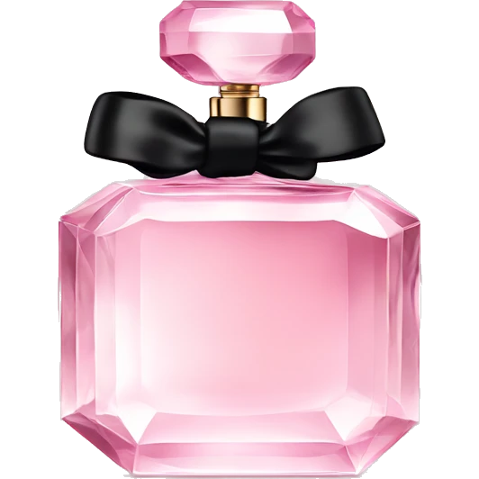 light pink crystal perfume bottle with black ribbon display emoji