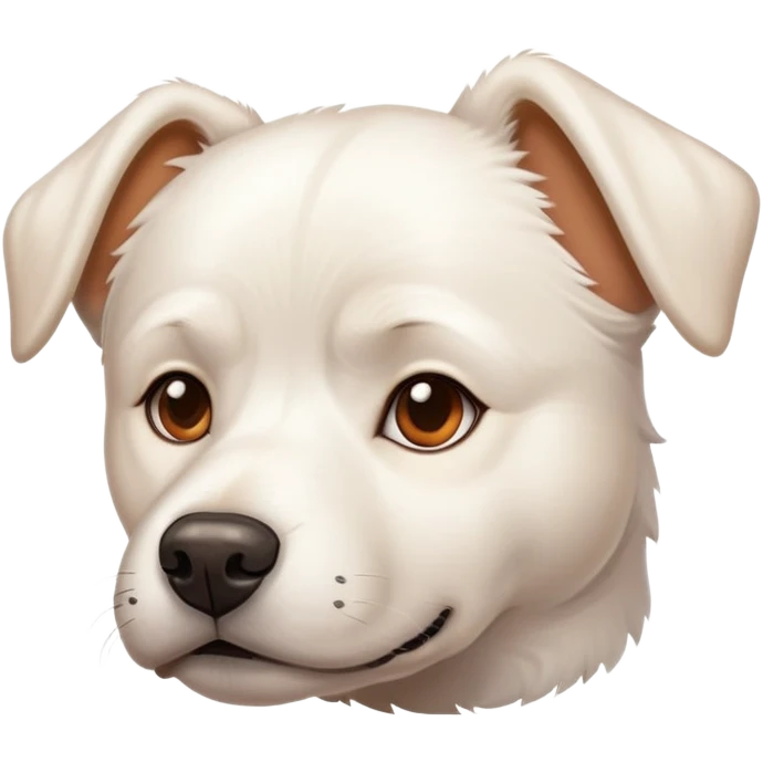 White dog with resting butch face emoji